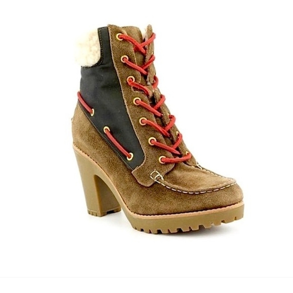 Women's Brown and Black Heeled Boots
